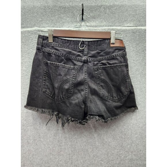 Hollister Black High-Rise Boyfriend Shorts W27 100% Cotton Distressed Design Wom - Picture 3 of 5